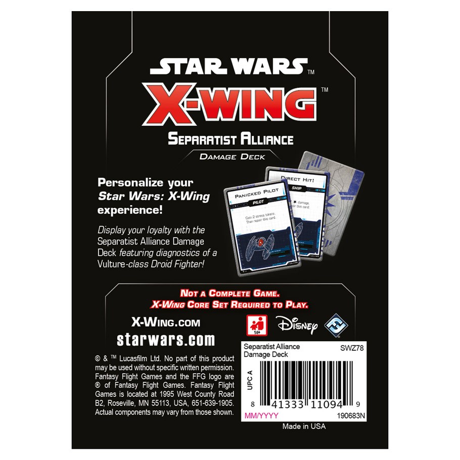 Star Wars : X-Wing Second Edition - Separatist Alliance Damage Deck